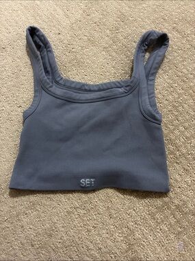 SET Active Slate Blue Ribbed Crop Tank